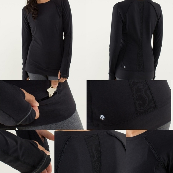 lululemon athletica Tops - Lululemon full tilt long sleeve rulu black Top 10